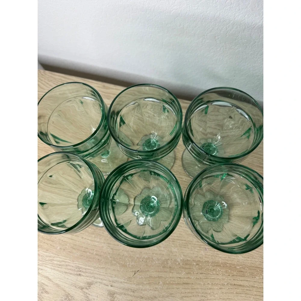 Libbey‎ Duratuff Gibraltar Green Glass Wine Goblets Set of 6 Sage Seafoam 6.75in
